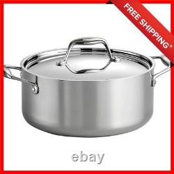 Versatile 5-Quart Tri-Ply Dutch Oven Induction-Ready, Stainless Steel Luxury
