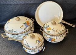Villeroy & Boch Enamel Ware Pan Set Of 7 Pieces 1,2 & 4 Quart Sizes Plus Fry Pan