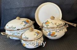 Villeroy & Boch Enamel Ware Pan Set Of 7 Pieces 1,2 & 4 Quart Sizes Plus Fry Pan