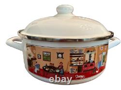 Villeroy & Boch NAIF Enamel Dutch Oven Baker w / Lid La Plau 4.5 Q. Vintage