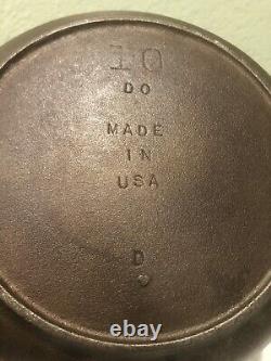 Vintage # 10 Cast Iron Dutch Oven Pot With Lid Bail Handle Made In USA 12 X 5