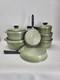 Vintage 12pc Porcelain Aluminum Club Pots Pans Set Avocado Green With Lids