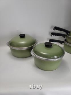 Vintage 12pc Porcelain Aluminum CLUB Pots Pans Set Avocado Green with Lids