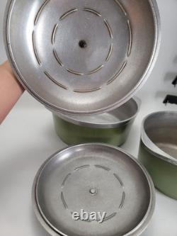 Vintage 12pc Porcelain Aluminum CLUB Pots Pans Set Avocado Green with Lids