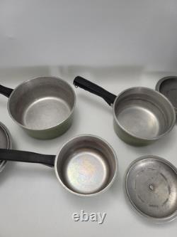 Vintage 12pc Porcelain Aluminum CLUB Pots Pans Set Avocado Green with Lids