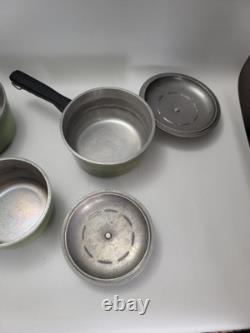 Vintage 12pc Porcelain Aluminum CLUB Pots Pans Set Avocado Green with Lids