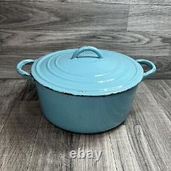 Vintage 1950's Le Creuset Robin Egg Blue Turquoise 2.5 QT Pot Dutch Oven C Lid