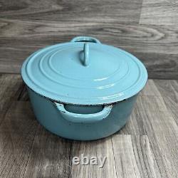 Vintage 1950's Le Creuset Robin Egg Blue Turquoise 2.5 QT Pot Dutch Oven C Lid