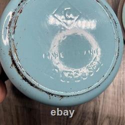 Vintage 1950's Le Creuset Robin Egg Blue Turquoise 2.5 QT Pot Dutch Oven C Lid