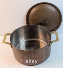Vintage 1960s Copper Dutch Oven / Stock Pot Handles & Lid 3Qt. Copper Cookware