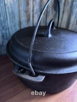 Vintage 5 Qt Cast Iron Dutch Oven No. 8 Self Basting Lid 1278 and Trivet r2s2