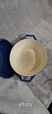 Vintage COPCO D2 Dark Blue Enamel Cast Iron Dutch Oven & Saucepan With Lid
