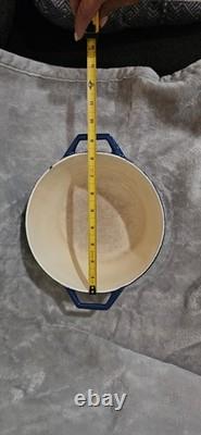 Vintage COPCO D2 Dark Blue Enamel Cast Iron Dutch Oven & Saucepan With Lid
