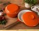Vintage Copco Denmark D2 Orange Enameled Cast Iron Dutch Oven Skillet Lid Michae