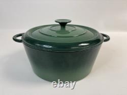 Vintage Cast Iron 5.5 Qt #26 Dutch Oven with Lid Green Ombre Enameled France