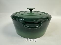 Vintage Cast Iron 5.5 Qt #26 Dutch Oven with Lid Green Ombre Enameled France