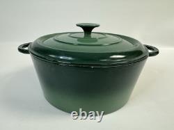 Vintage Cast Iron 5.5 Qt #26 Dutch Oven with Lid Green Ombre Enameled France