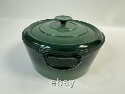 Vintage Cast Iron 5.5 Qt #26 Dutch Oven with Lid Green Ombre Enameled France