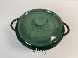 Vintage Cast Iron 5.5 Qt #26 Dutch Oven with Lid Green Ombre Enameled France