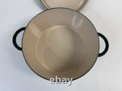 Vintage Cast Iron 5.5 Qt #26 Dutch Oven with Lid Green Ombre Enameled France