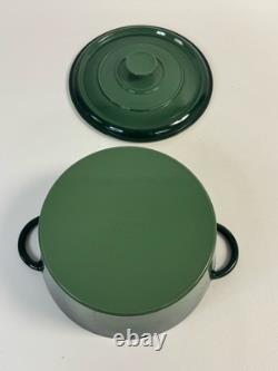 Vintage Cast Iron 5.5 Qt #26 Dutch Oven with Lid Green Ombre Enameled France