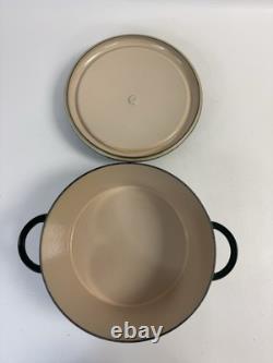 Vintage Cast Iron 5.5 Qt #26 Dutch Oven with Lid Green Ombre Enameled France