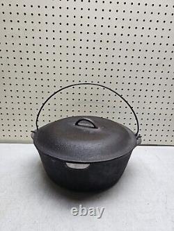 Vintage Cast Iron Dutch Oven 10 Inch With Lid and Handle Good Condition Cookware