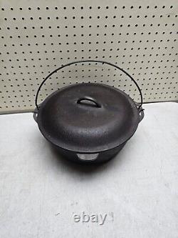 Vintage Cast Iron Dutch Oven 10 Inch With Lid and Handle Good Condition Cookware