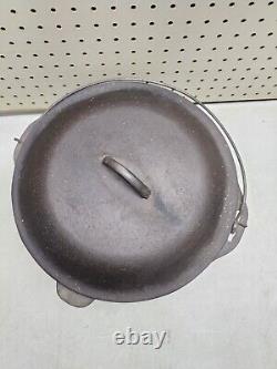 Vintage Cast Iron Dutch Oven 10 Inch With Lid and Handle Good Condition Cookware