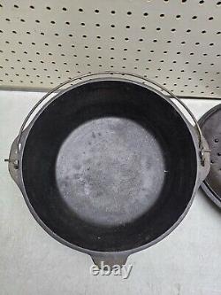 Vintage Cast Iron Dutch Oven 10 Inch With Lid and Handle Good Condition Cookware