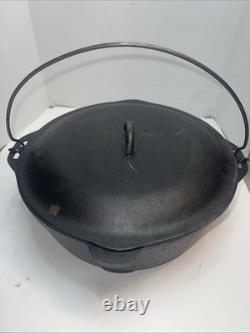 Vintage Cast Iron Dutch Oven Pot 13.5 -Marked on Bottom # 12 Do Made in USA D