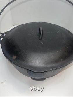 Vintage Cast Iron Dutch Oven Pot 13.5 -Marked on Bottom # 12 Do Made in USA D