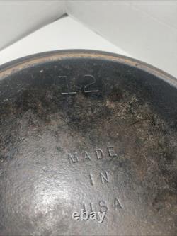 Vintage Cast Iron Dutch Oven Pot 13.5 -Marked on Bottom # 12 Do Made in USA D