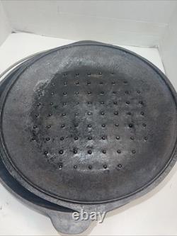 Vintage Cast Iron Dutch Oven Pot 13.5 -Marked on Bottom # 12 Do Made in USA D