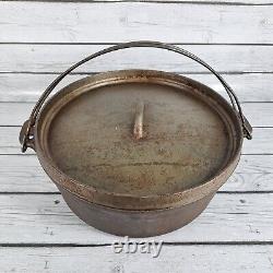 Vintage Cast Iron Dutch Oven With Lid Double Handle 12 6qt