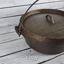 Vintage Cast Iron Dutch Oven With Lid Double Handle 12 6qt