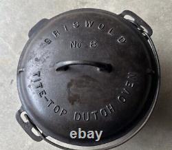 Vintage Cast Iron Griswold No. 8 Tite-Top Dutch Oven 833 A With Lid 2551A 1920