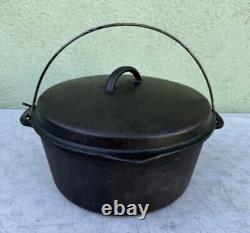 Vintage Cast Iron Wagner Ware Sidney -O- 1268 J Dutch Oven with Lid 10 Excellent