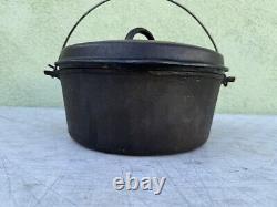 Vintage Cast Iron Wagner Ware Sidney -O- 1268 J Dutch Oven with Lid 10 Excellent