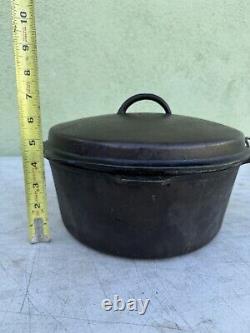 Vintage Cast Iron Wagner Ware Sidney -O- 1268 J Dutch Oven with Lid 10 Excellent