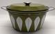 Vintage Catherine Holm Of Norway Enamel Avocado White Lotus 12.5 Dutch Oven Lid