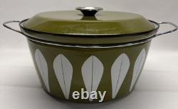 Vintage Catherine Holm of Norway Enamel Avocado White Lotus 12.5 Dutch Oven Lid