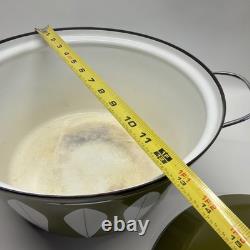 Vintage Catherine Holm of Norway Enamel Avocado White Lotus 12.5 Dutch Oven Lid