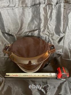Vintage Copco Michael Lax Denmark Mocha D4 Enameled Cast Iron Dutch Oven with Lid