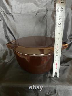 Vintage Copco Michael Lax Denmark Mocha D4 Enameled Cast Iron Dutch Oven with Lid