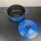 Vintage Creuset Dutch Oven 3.5 Qt # 22 Cobalt Blue Cast Iron Black Satin Enamel