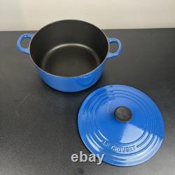Vintage Creuset Dutch Oven 3.5 Qt # 22 Cobalt Blue Cast Iron Black Satin Enamel