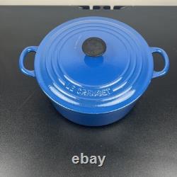 Vintage Creuset Dutch Oven 3.5 Qt # 22 Cobalt Blue Cast Iron Black Satin Enamel