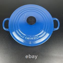 Vintage Creuset Dutch Oven 3.5 Qt # 22 Cobalt Blue Cast Iron Black Satin Enamel