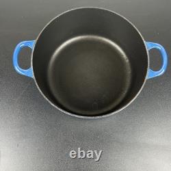 Vintage Creuset Dutch Oven 3.5 Qt # 22 Cobalt Blue Cast Iron Black Satin Enamel